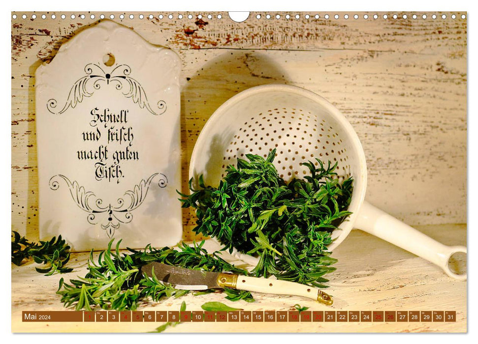 Kitchen herbs nostalgia (CALVENDO wall calendar 2024) 