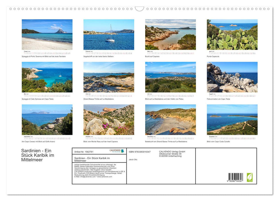 Sardinia - A piece of the Caribbean in the Mediterranean (CALVENDO wall calendar 2024) 