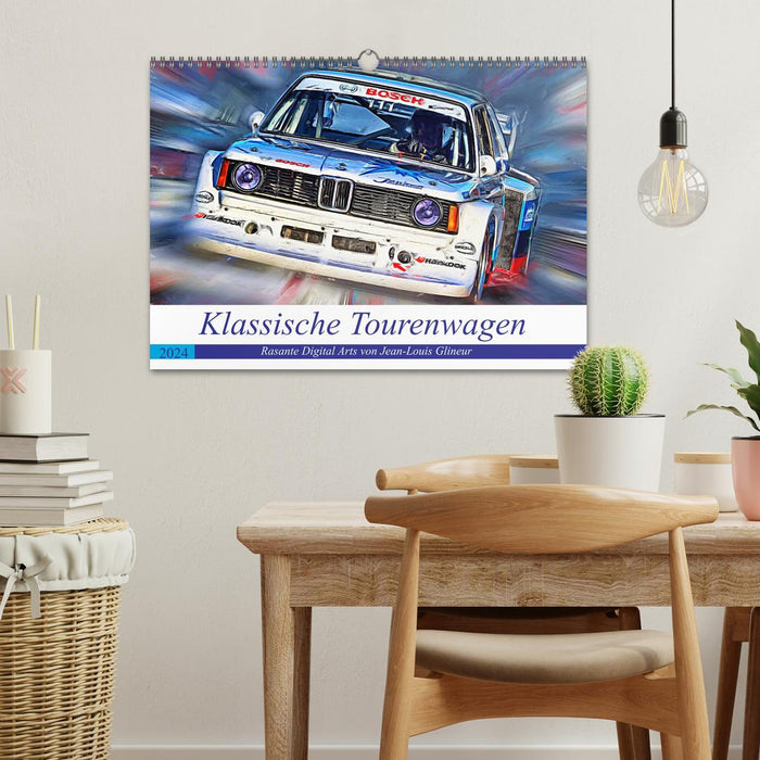 Classic touring cars - Fast-paced digital arts by Jean-Louis Glineur (CALVENDO wall calendar 2024) 