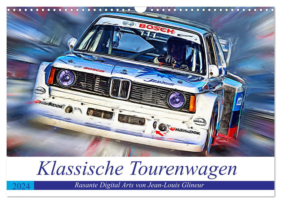 Classic touring cars - Fast-paced digital arts by Jean-Louis Glineur (CALVENDO wall calendar 2024) 