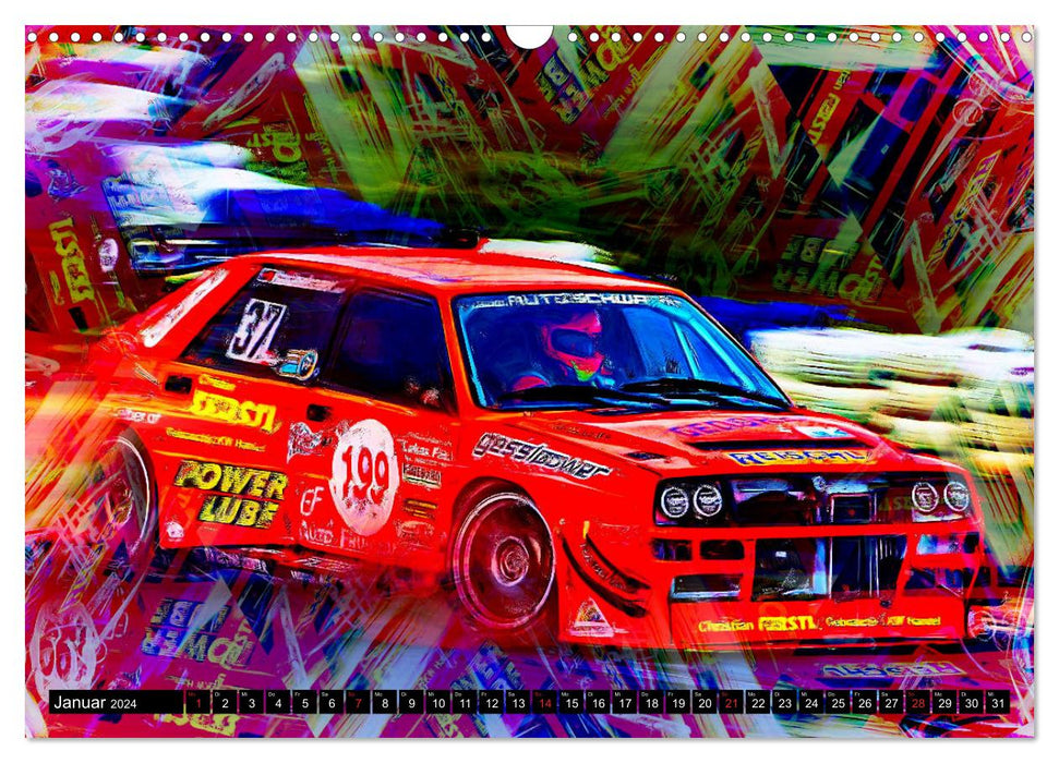 Classic touring cars - Fast-paced digital arts by Jean-Louis Glineur (CALVENDO wall calendar 2024) 