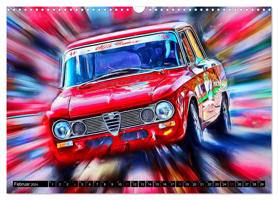 Classic touring cars - Fast-paced digital arts by Jean-Louis Glineur (CALVENDO wall calendar 2024) 