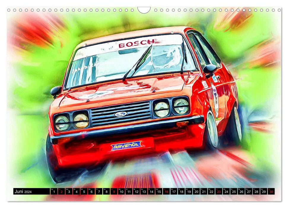 Classic touring cars - Fast-paced digital arts by Jean-Louis Glineur (CALVENDO wall calendar 2024) 