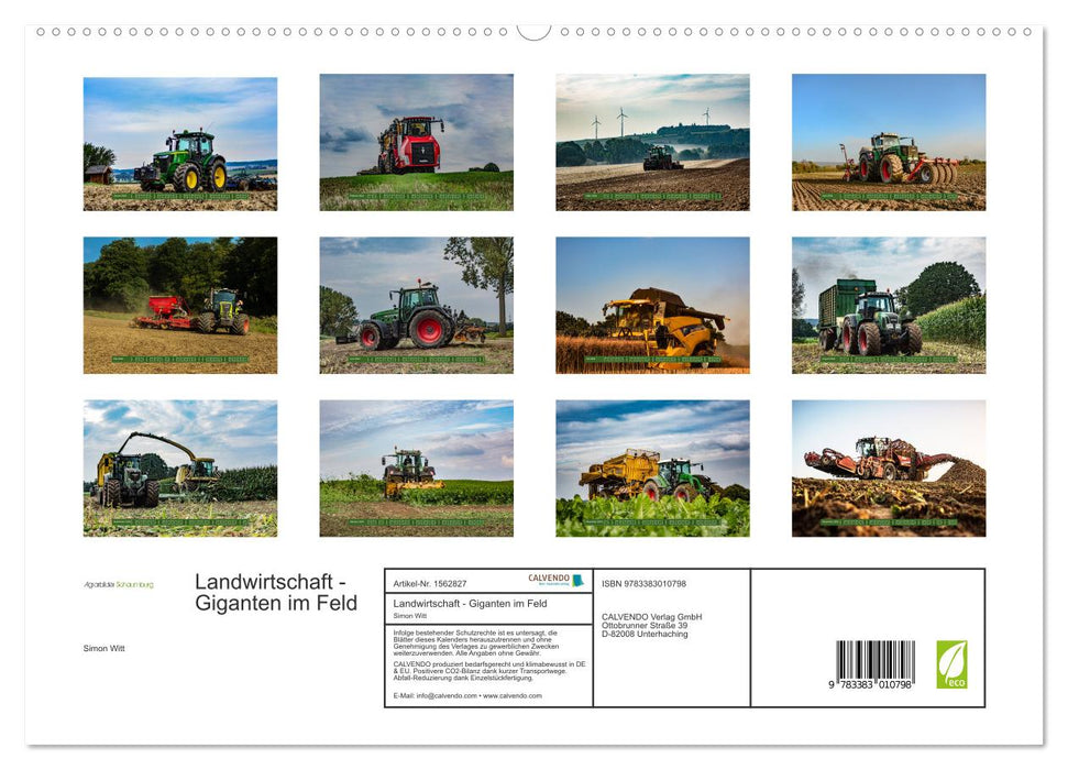 Agriculture - Géants sur le terrain (Calendrier mural CALVENDO Premium 2024) 