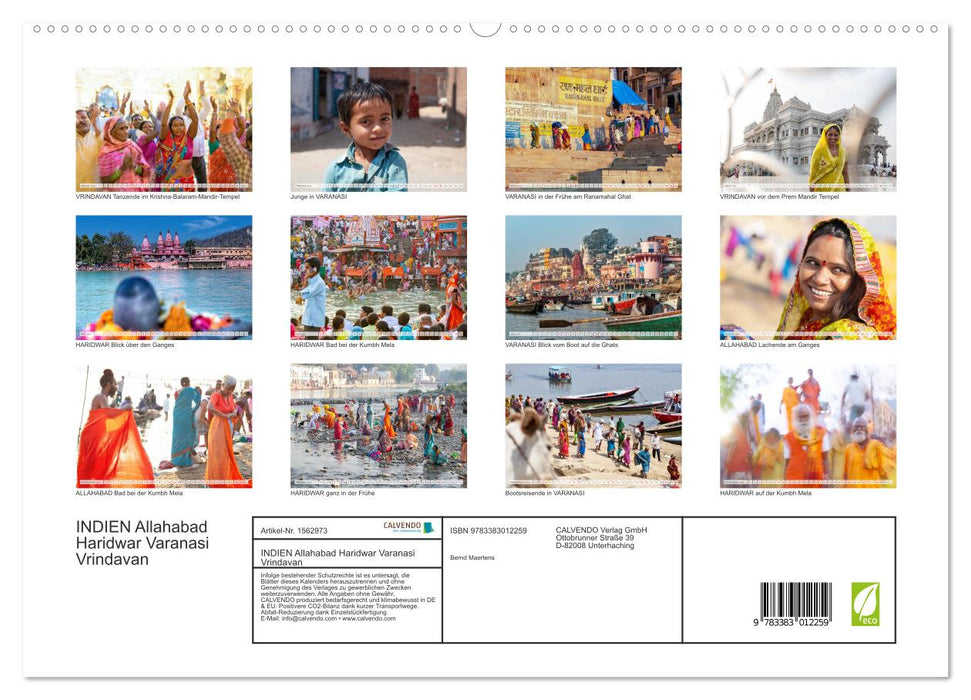 INDIEN Allahabad Haridwar Varanasi Vrindavan (CALVENDO Premium Wandkalender 2024)