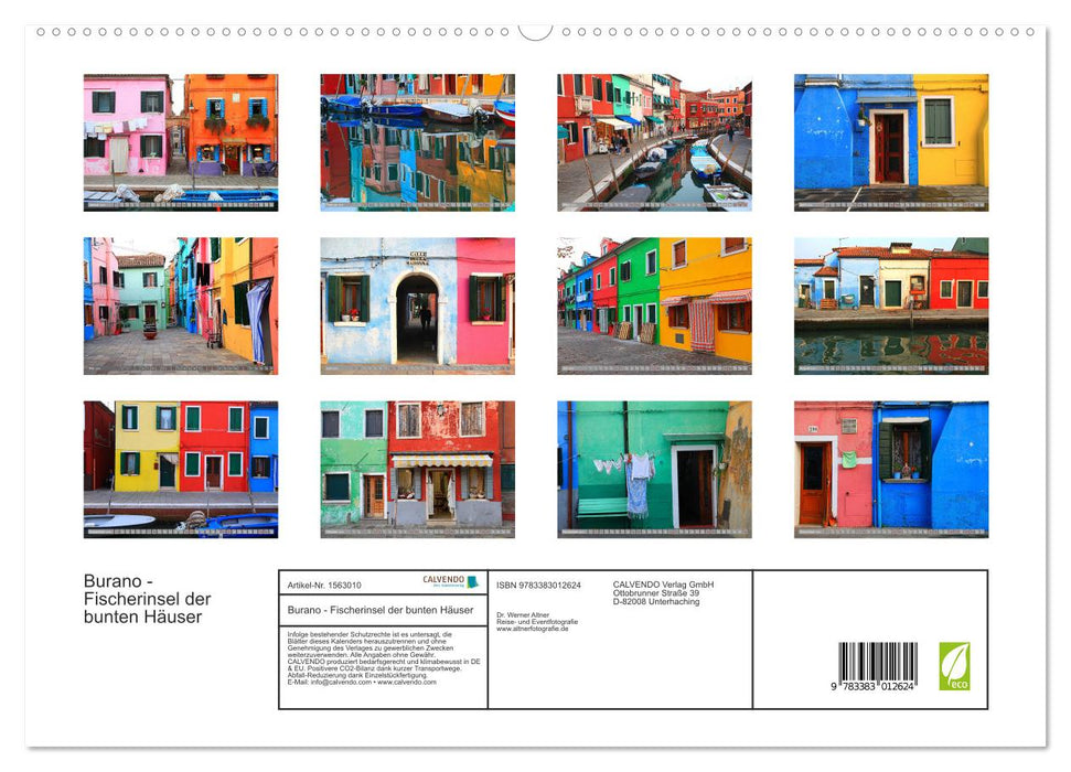 Burano - Fischerinsel der bunten Häuser (CALVENDO Premium Wandkalender 2024)