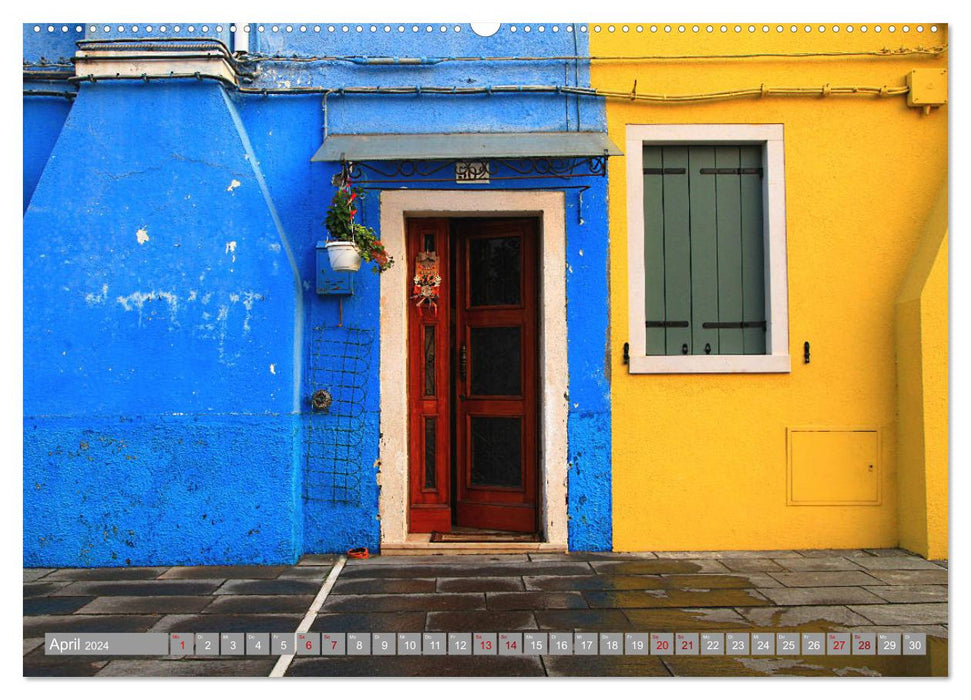 Burano - Île de pêche aux maisons colorées (Calvendo Premium Wall Calendar 2024) 