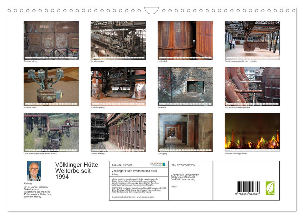Völklinger Hütte patrimoine mondial depuis 1994 (calendrier mural CALVENDO 2024) 