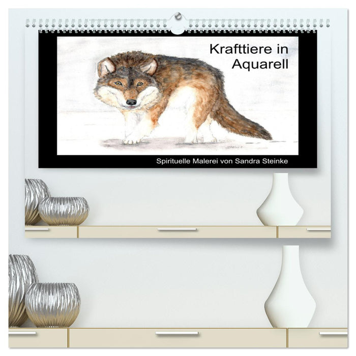 Krafttiere in Aquarell (CALVENDO Premium Wandkalender 2024)