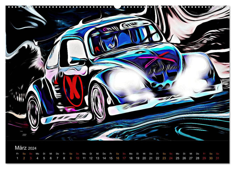 L'art rencontre le sport automobile (Calendrier mural CALVENDO Premium 2024) 