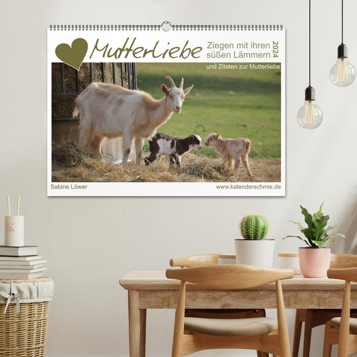 Mutterliebe - Ziegen mit ihren süßen Lämmern (CALVENDO Wandkalender 2024)