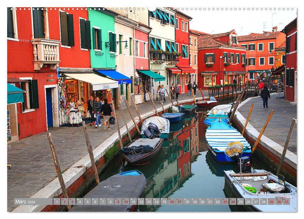 Burano - île de pêche aux maisons colorées (calendrier mural CALVENDO 2024) 