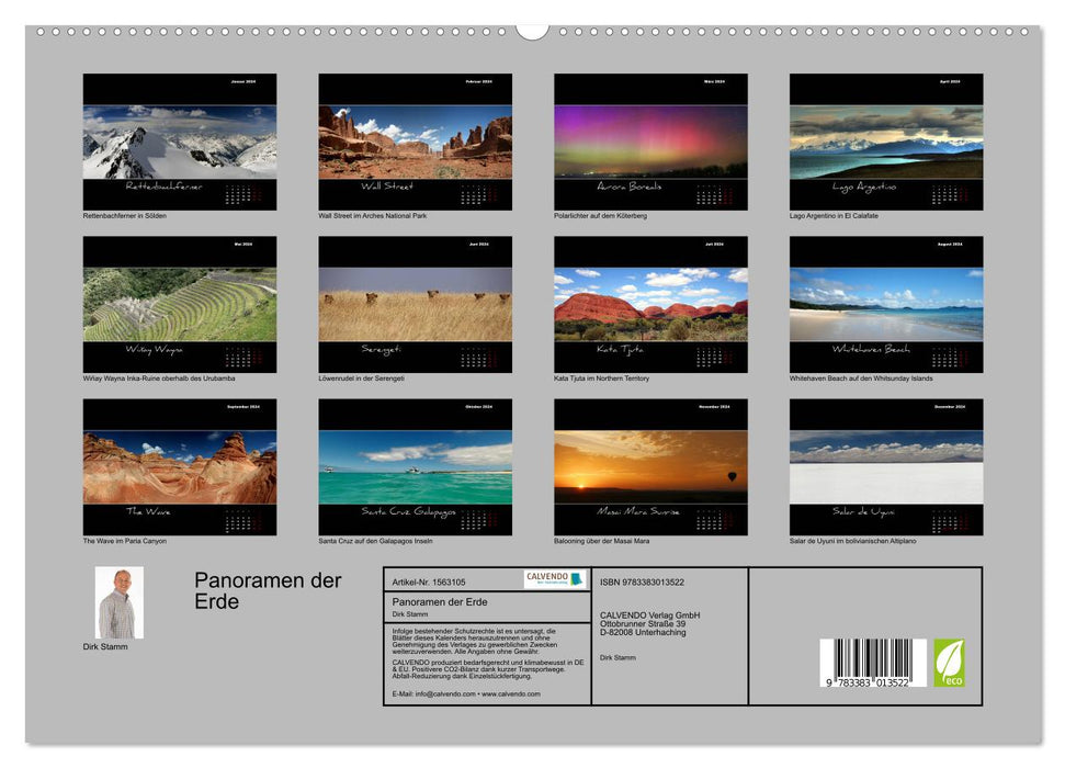 Panoramen der Erde (CALVENDO Premium Wandkalender 2024)