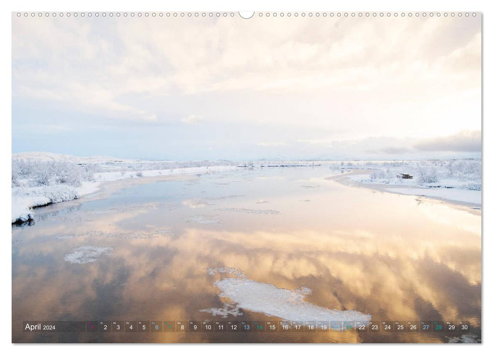 ISLANDE - Paysages de neige (Calvendo Premium Wall Calendar 2024) 