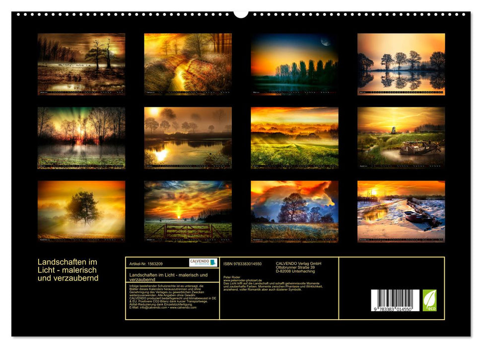 Paysages dans la lumière - pittoresques et enchanteurs (Calendrier mural CALVENDO Premium 2024) 