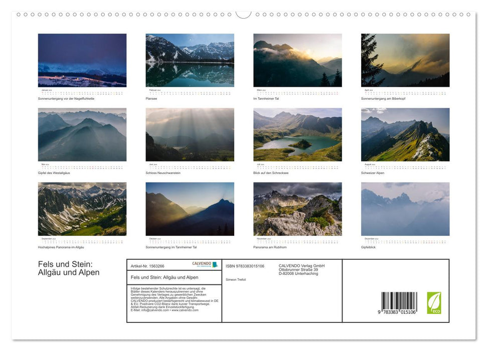 Fels und Stamm: Allgäu und Alpen (CALVENDO Premium Wandkalender 2024)