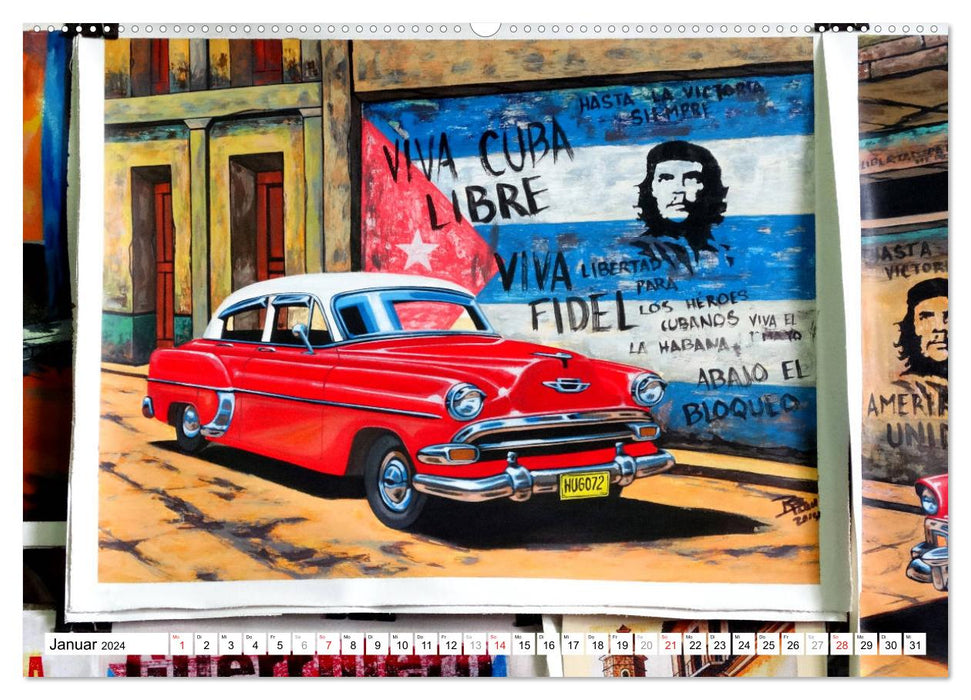 Vintage car art - old cars on canvas (CALVENDO Premium Wall Calendar 2024) 