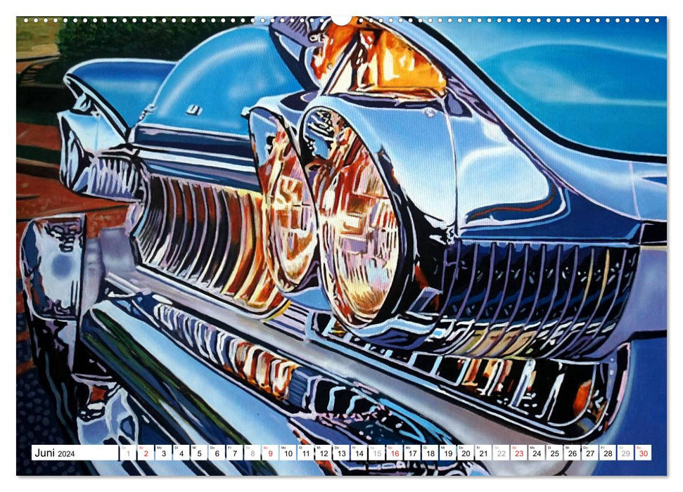 Oldtimer-Kunst - Alte Autos auf der Leinwand (CALVENDO Premium Wandkalender 2024)
