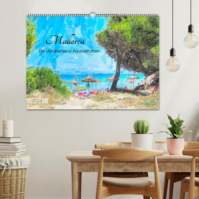 Mallorca - The holiday island in watercolors (CALVENDO wall calendar 2024) 