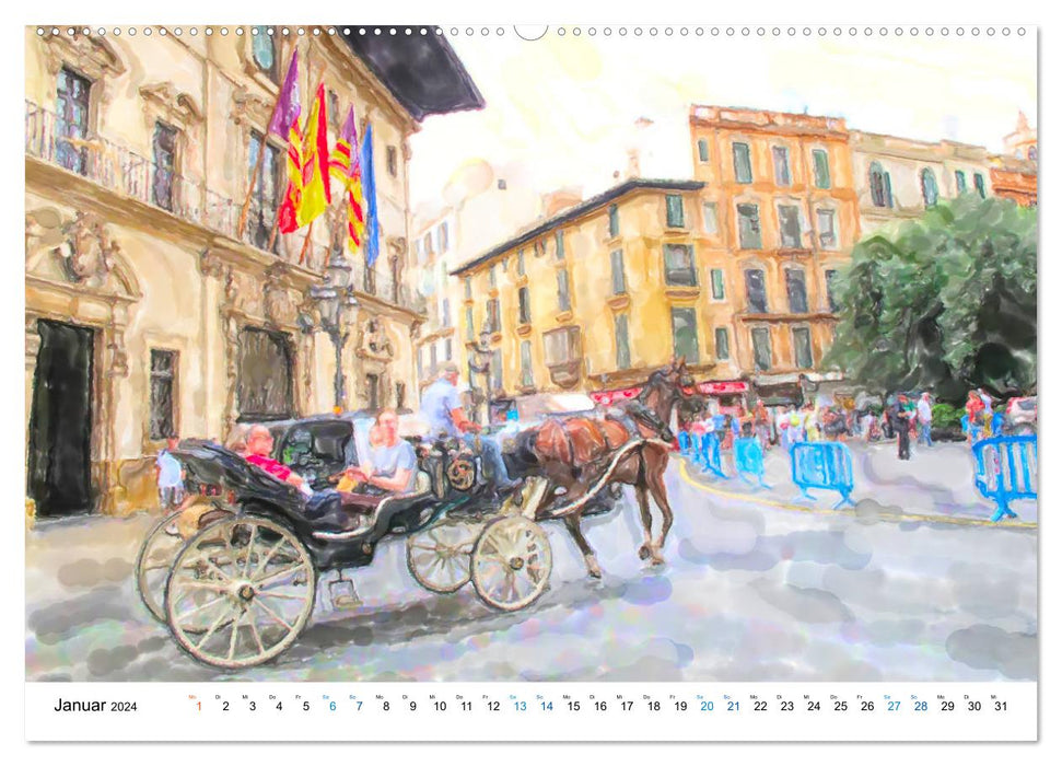 Mallorca - The holiday island in watercolors (CALVENDO wall calendar 2024) 