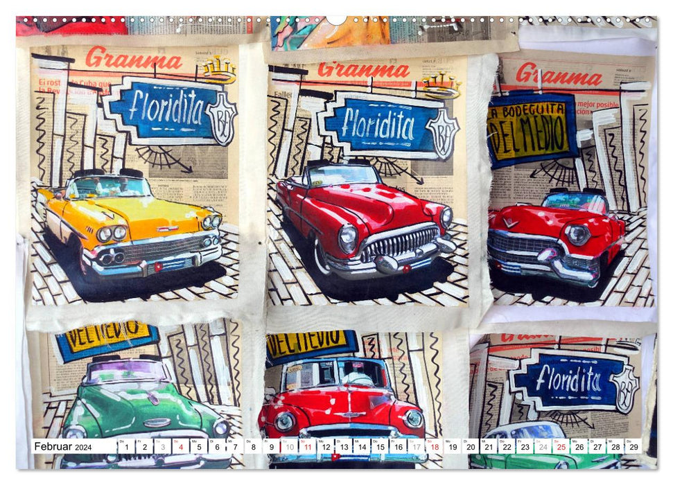 Vintage car art - old cars on canvas (CALVENDO wall calendar 2024) 