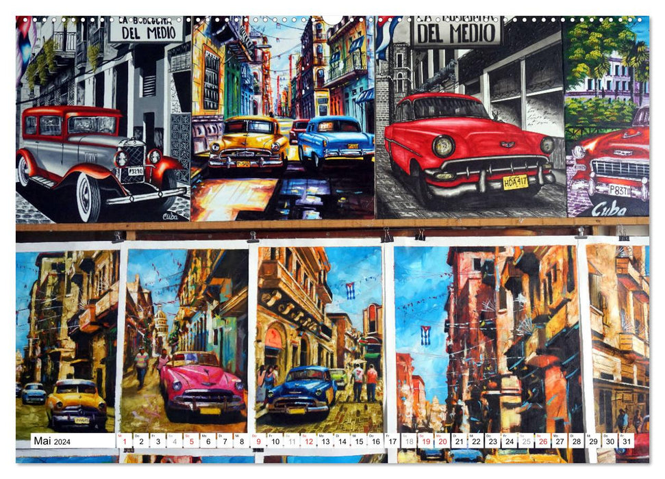 Vintage car art - old cars on canvas (CALVENDO wall calendar 2024) 
