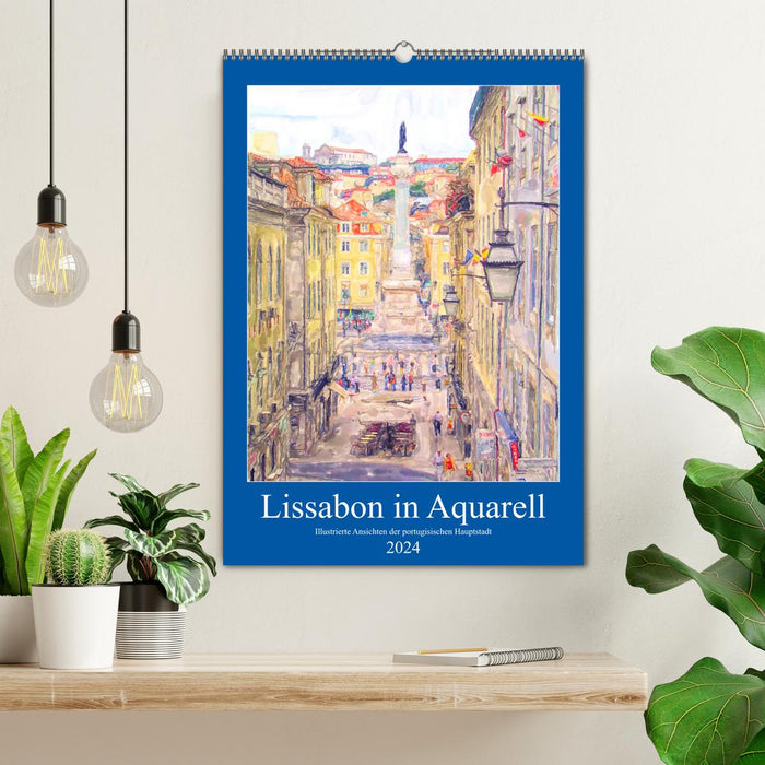 Lisbon in watercolor - Illustrated views of the Portuguese capital (CALVENDO wall calendar 2024) 