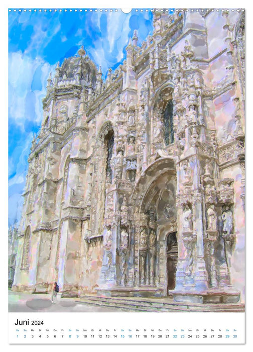 Lisbon in watercolor - Illustrated views of the Portuguese capital (CALVENDO wall calendar 2024) 