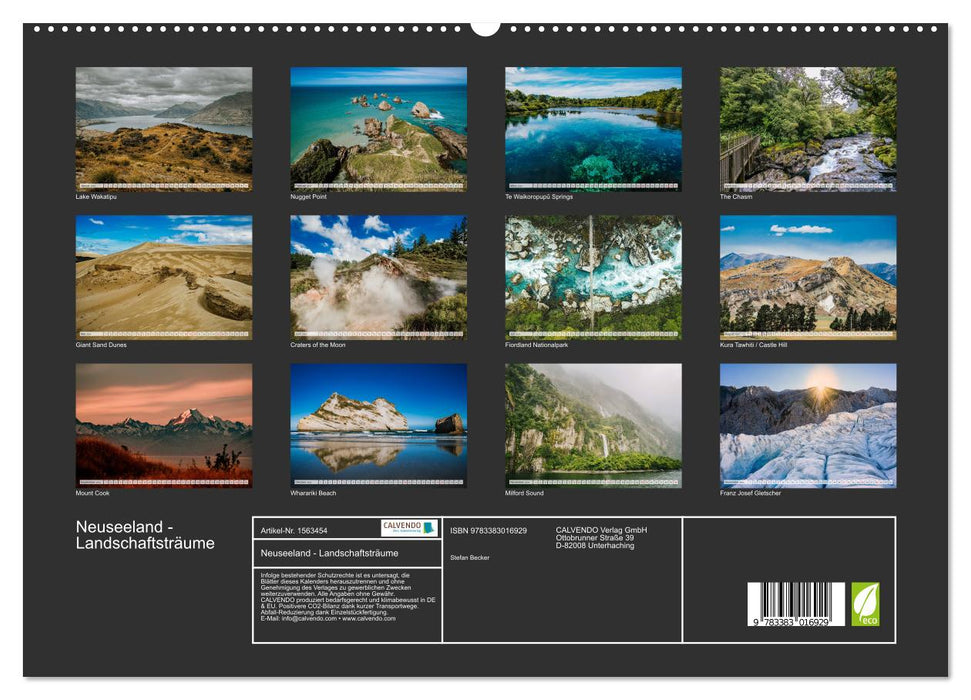 Nouvelle-Zélande – Rêves de paysage (Calvendo Premium Wall Calendar 2024) 