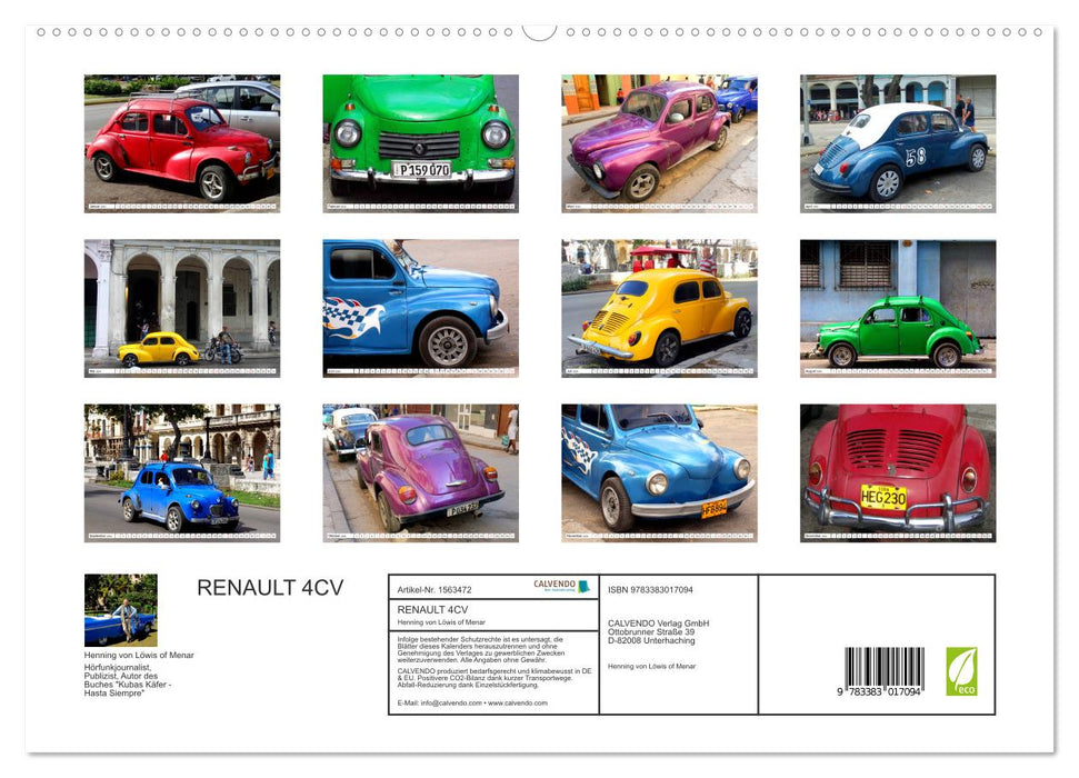 RENAULT 4CV - La Coccinelle de France à Cuba (Calendrier mural CALVENDO Premium 2024) 