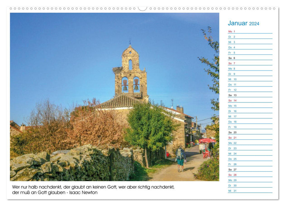 Mon chemin vers Saint-Jacques-de-Compostelle avec citations (Calendrier mural CALVENDO Premium 2024) 