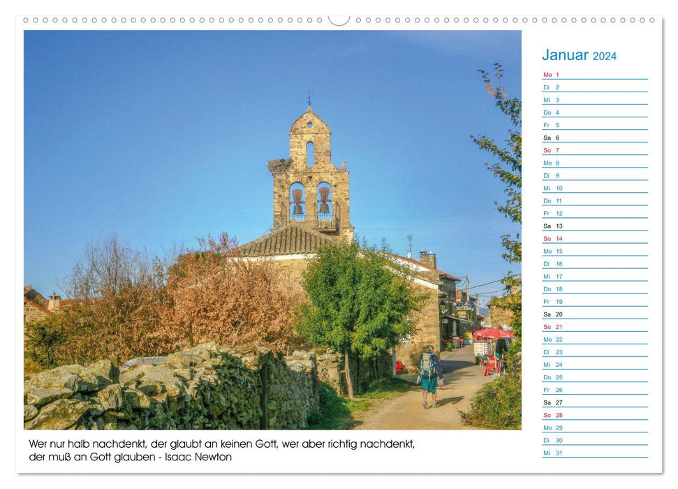 Mein Weg nach Santiago de Compostela mit Zitaten (CALVENDO Premium Wandkalender 2024)