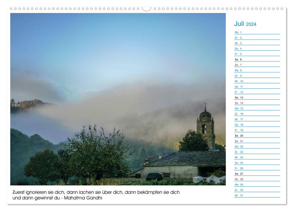 Mon chemin vers Saint-Jacques-de-Compostelle avec citations (Calendrier mural CALVENDO Premium 2024) 