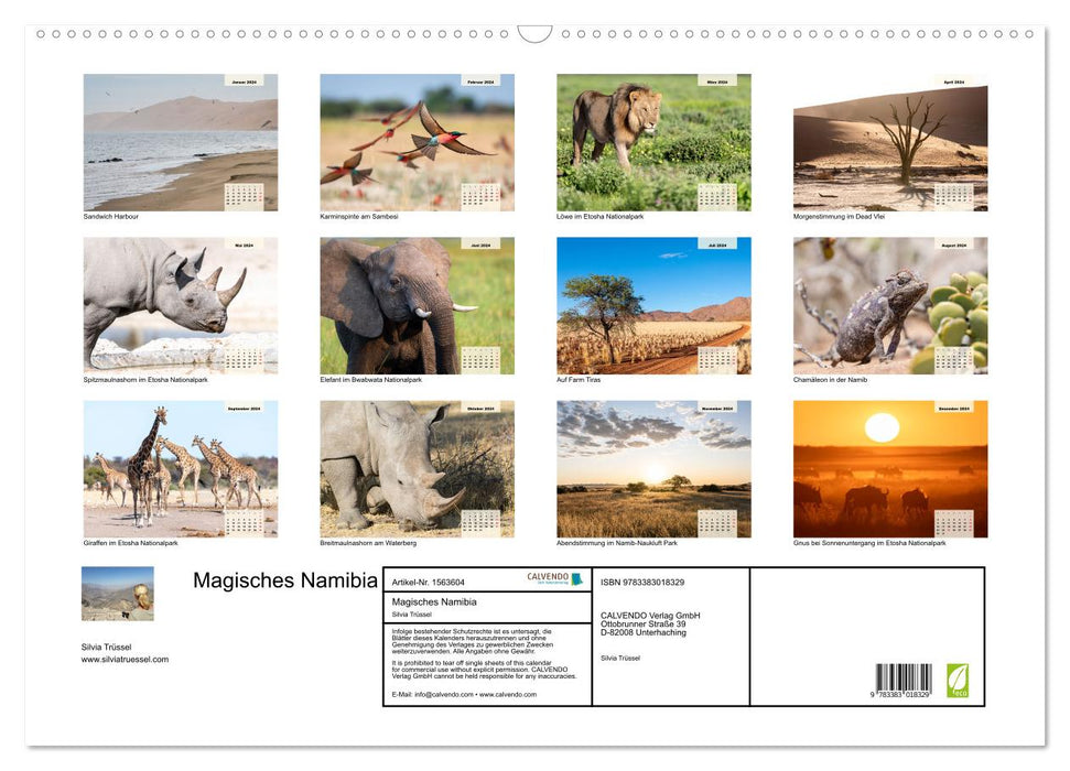 Magisches Namibia - Tiere und Landschaften (CALVENDO Wandkalender 2024)