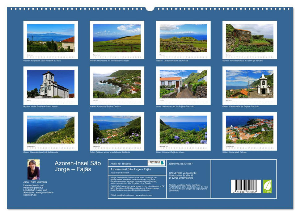 Azoren-Insel Sao Jorge – traumhafte Fajas auf dem grünsten Eiland Portugals (CALVENDO Premium Wandkalender 2024)