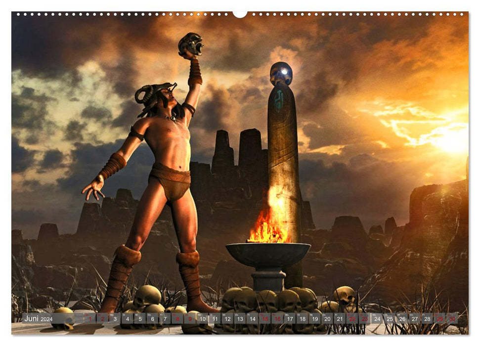 Helden, Drachen und Magie - Neue fantastische Welten (CALVENDO Premium Wandkalender 2024)