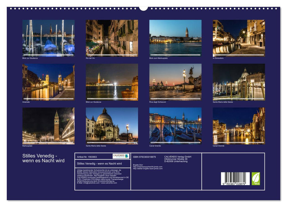 Venise silencieuse quand la nuit tombe (Calvendo Premium Wall Calendar 2024) 