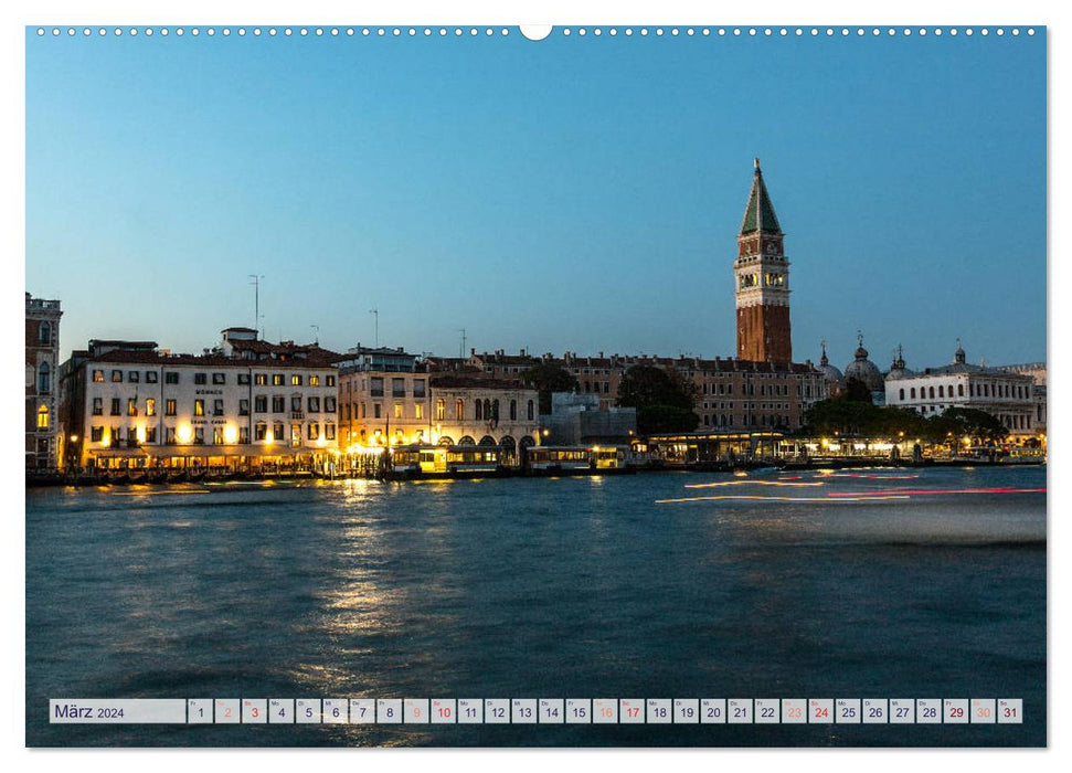 Venise silencieuse quand la nuit tombe (Calvendo Premium Wall Calendar 2024) 