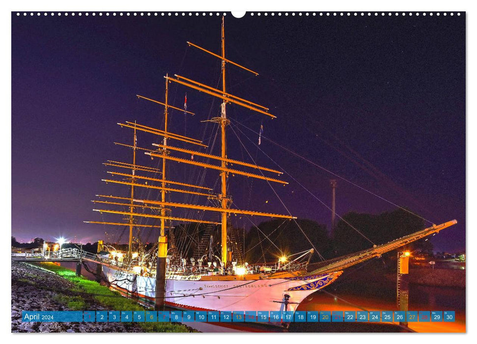 Hansestadt Bremen zur blauen Stunde (CALVENDO Premium Wandkalender 2024)