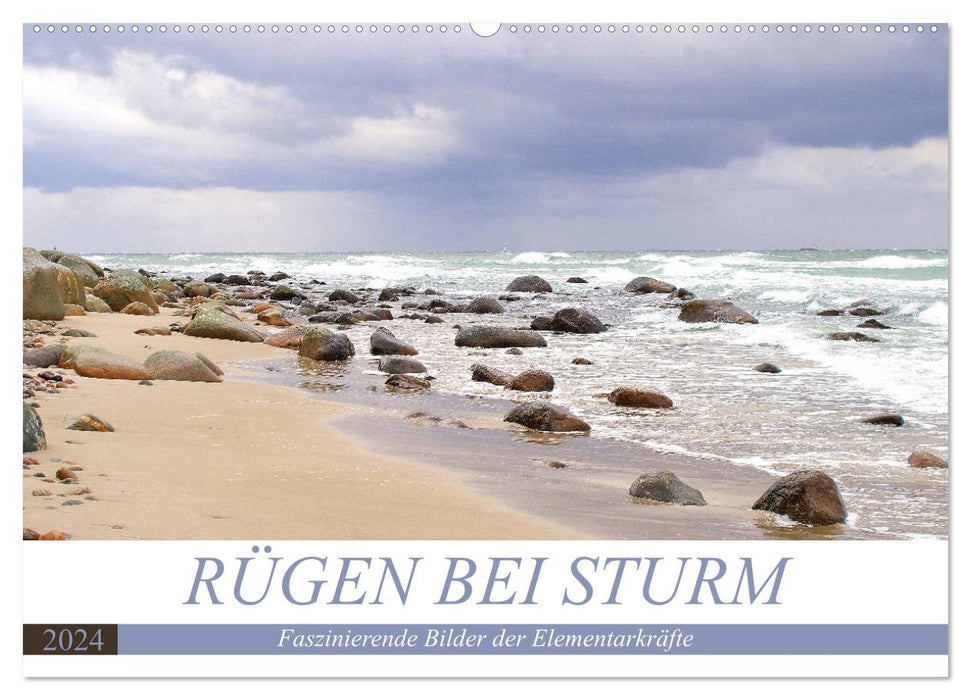 Rügen pendant une tempête - Images fascinantes des forces élémentaires (calendrier mural CALVENDO 2024) 
