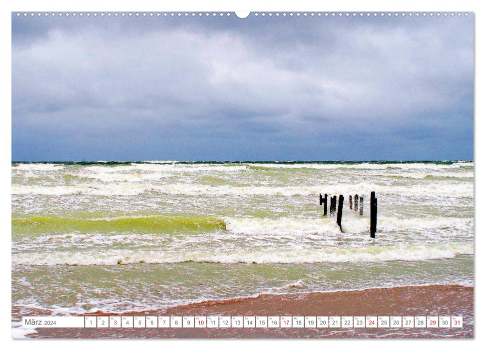 Rügen pendant une tempête - Images fascinantes des forces élémentaires (calendrier mural CALVENDO 2024) 