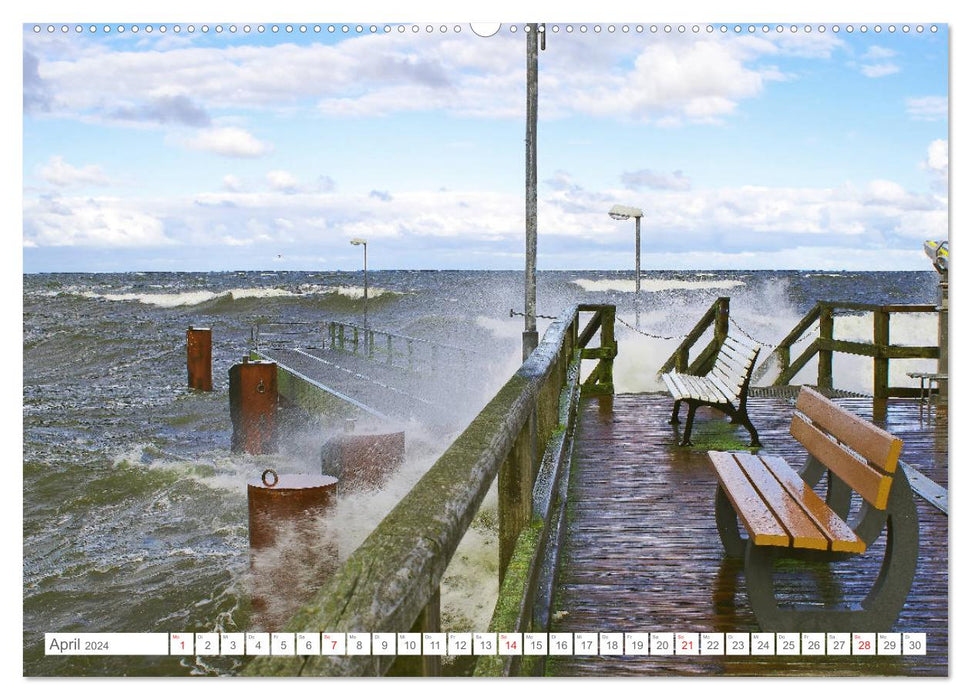 Rügen pendant une tempête - Images fascinantes des forces élémentaires (calendrier mural CALVENDO 2024) 