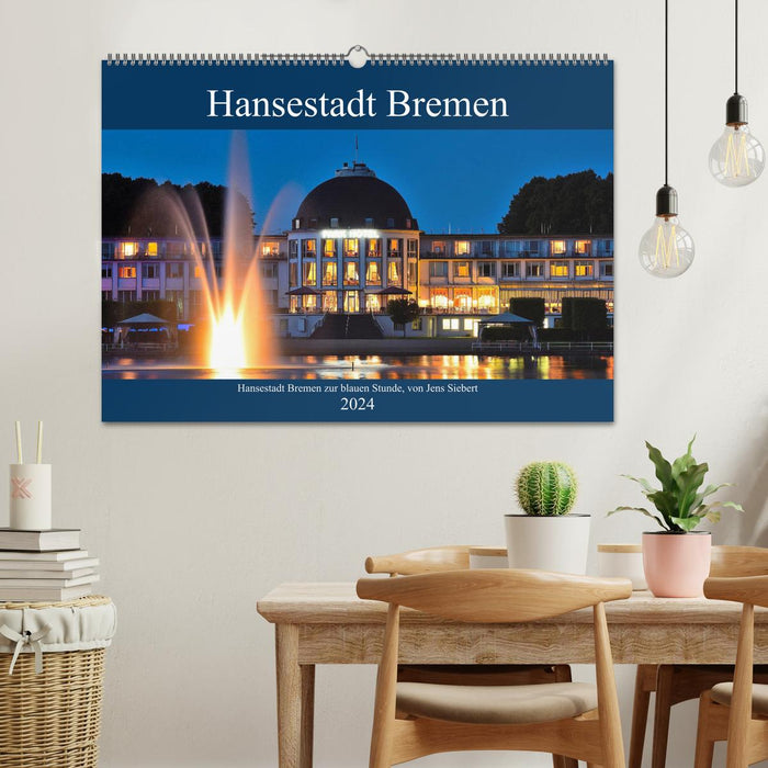 Ville hanséatique de Brême à l'heure bleue (calendrier mural CALVENDO 2024) 