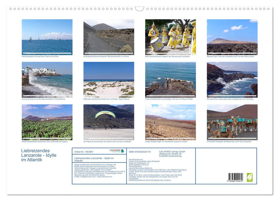 Lovely Lanzarote - Idylle dans l'Atlantique (Calendrier mural CALVENDO 2024) 