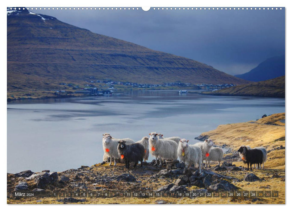 Îles Féroé - Paysages accidentés de l'Atlantique (Calendrier mural CALVENDO Premium 2024) 