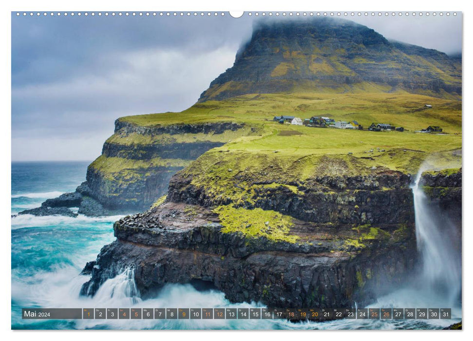 Îles Féroé - Paysages accidentés de l'Atlantique (Calendrier mural CALVENDO Premium 2024) 