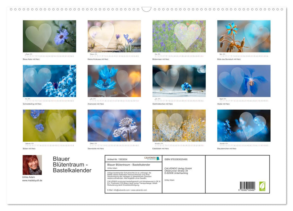 Rêve de fleurs bleues - calendrier artisanal (calendrier mural CALVENDO 2024) 