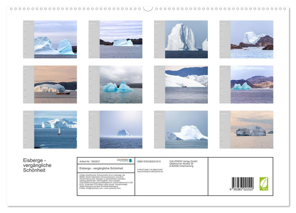 Icebergs - beauté éphémère (Calendrier mural CALVENDO Premium 2024) 