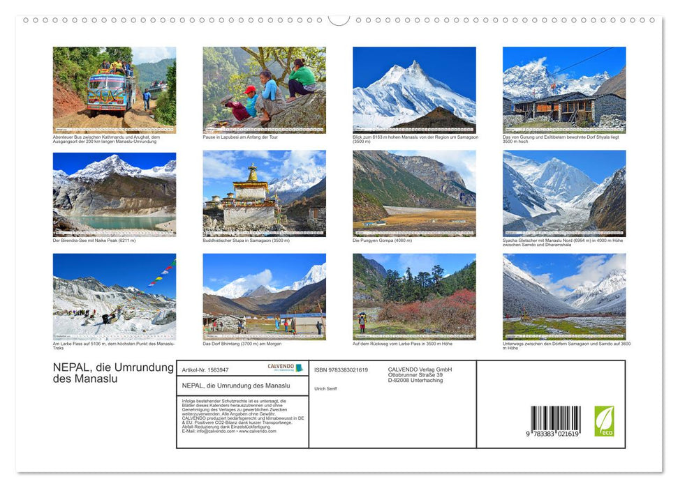 NÉPAL, le tour du Manaslu (Calendrier mural CALVENDO Premium 2024) 