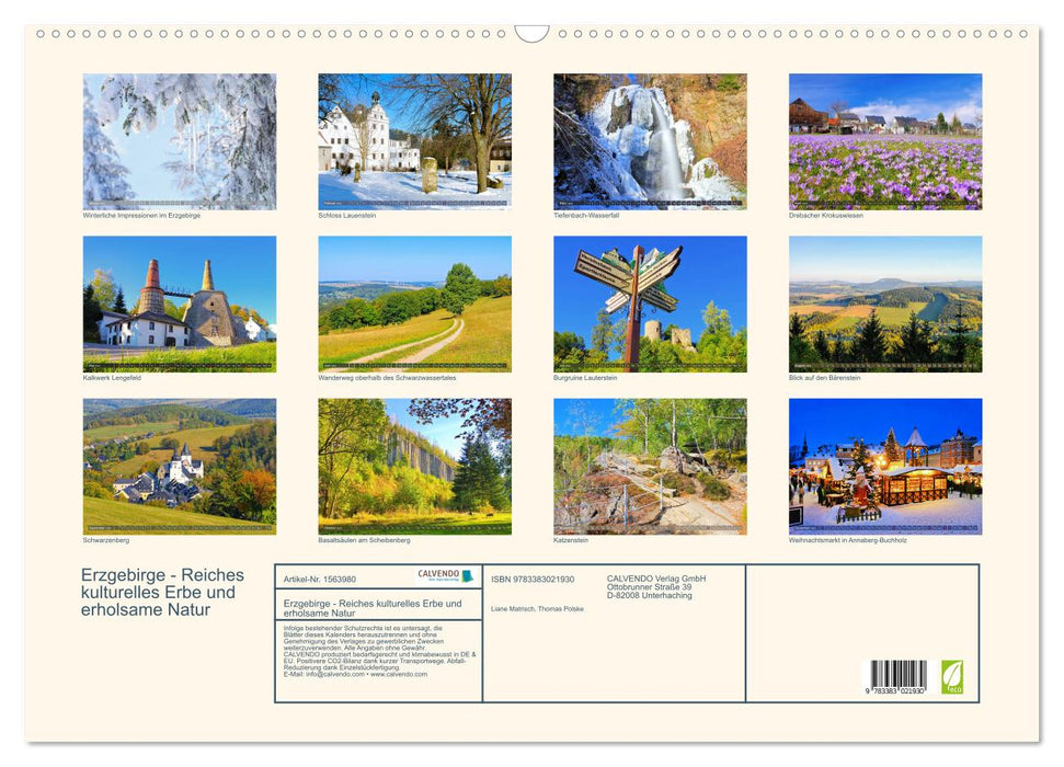 Erzgebirge - Rich cultural heritage and relaxing nature (CALVENDO wall calendar 2024) 